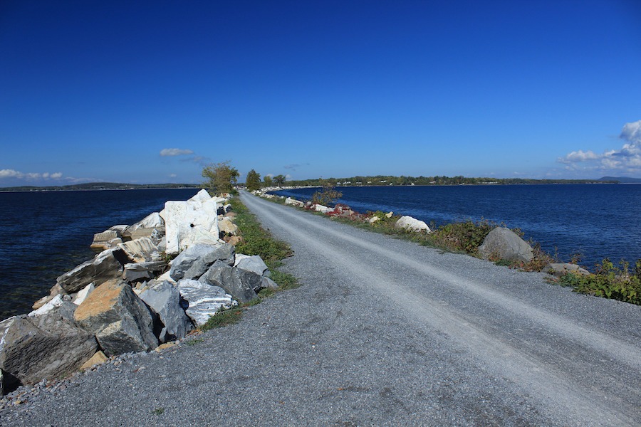 Vermont’s Island Line Rail Trail offers the opportunity to travel through Burlington, take in dramatic lakefront views with a mountain backdrop and glide over Lake Champlain on a marble causeway. Photo by David Alexander.
