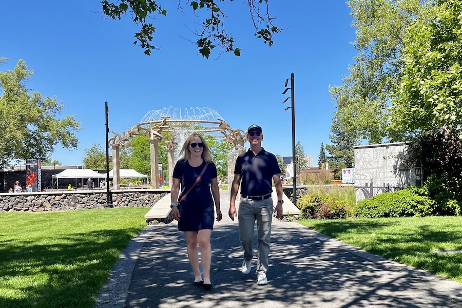 In downtown Spokane, the trail enters Riverfront Park. Photo by Cindy Barks