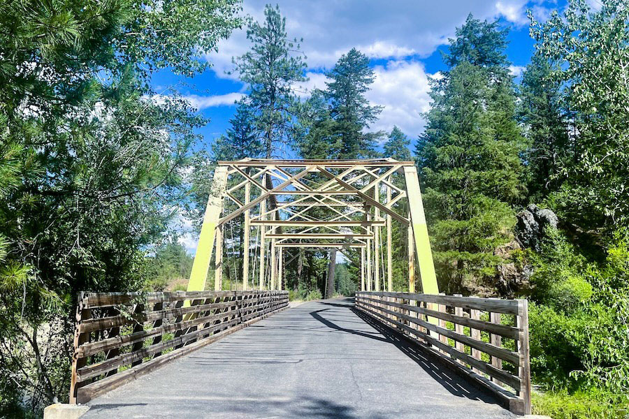 The Deep Creek Bridge is one of many bridges and landmarks along the 40-mile Spokane River Centennial State Park Trail. Photo by Cindy Barks