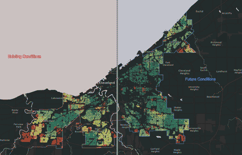 Cleveland Bikeable swipe map animation by RTC