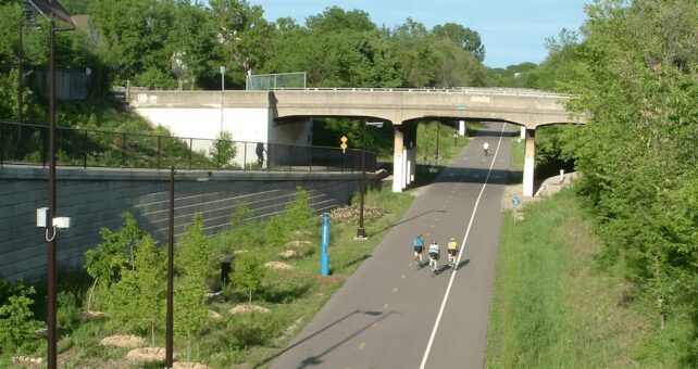 Midtown Greenway - View from 13th Avenue overlooking the trail | Photo courtesy Midtown Greenway Coalition