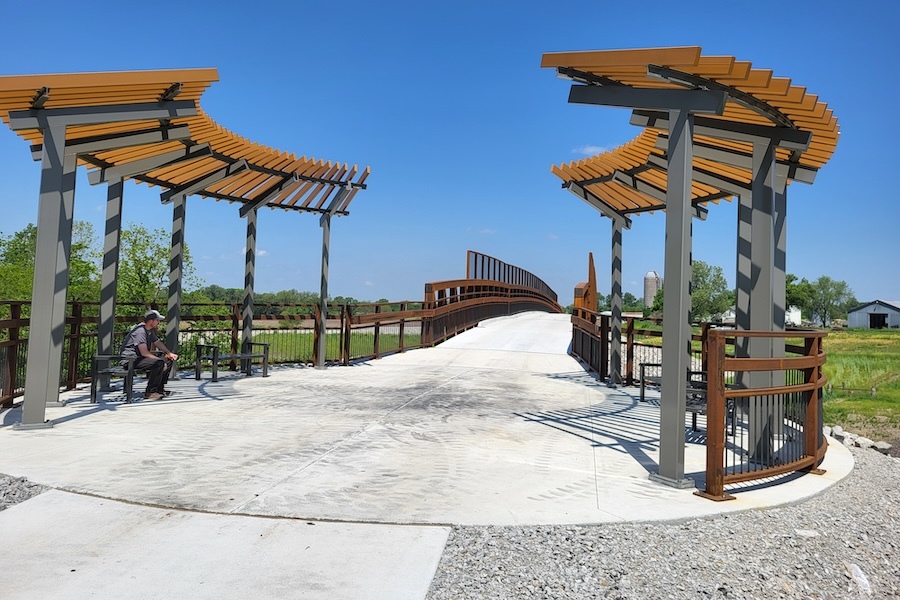 Pergola on BNSF bridge along Kansas Flint Hills Trail State Park | Photo courtesy of Kansas Department of Wildlife and Parks
