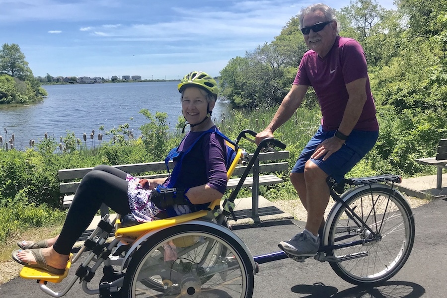 Combination reclining bike on Massachusetts' Shining Sea Bikeway | Photo by Katherine Jansen
