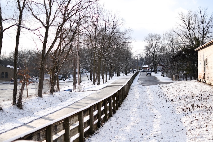 Winter snow along Ohio's Little Miami Scenic Trail | Photo by Juliana Crask