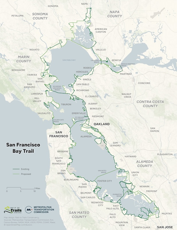 San Francisco Bay Trail map by RTC