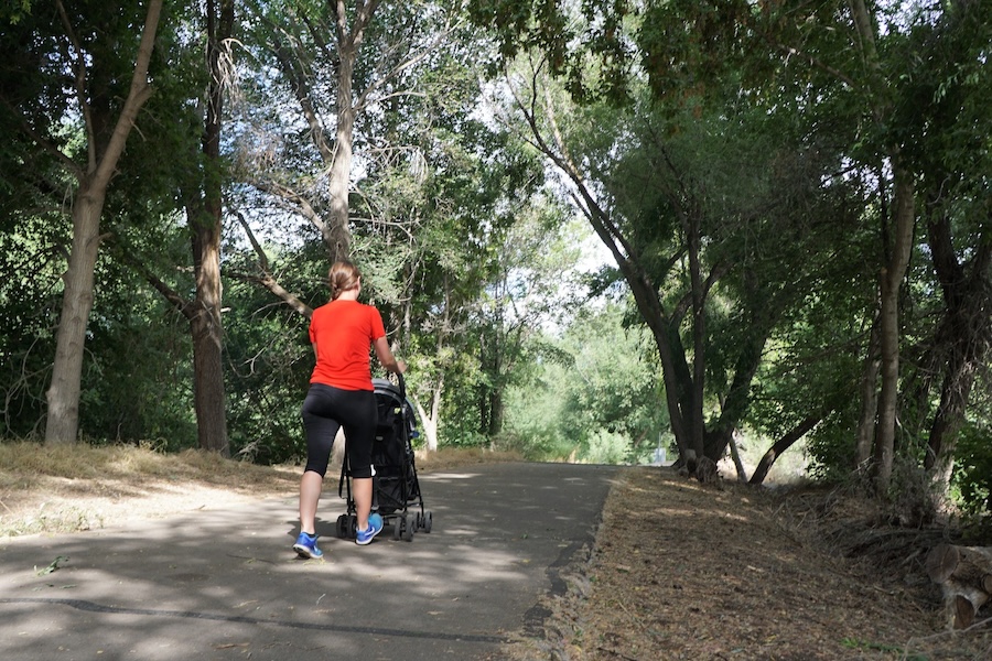 With its flat, paved surface, the Provo River Parkway is a popular spot for parents with strollers. Provo resident Melissa Nebeker is a regular user of the trail. | Photo by Cindy Barks