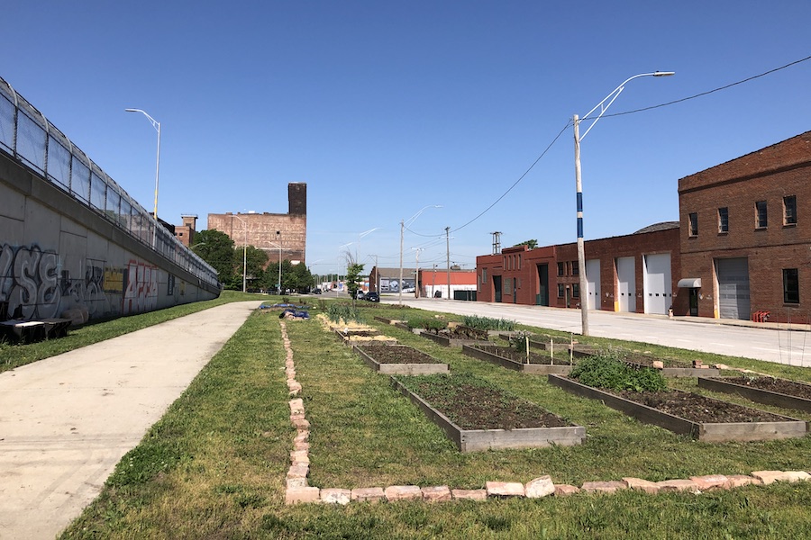 A number of parks and community gardens can be found along the 15-mile route of the Riverfront Heritage Trail, including the West Bottoms Community Garden. | Photo by Cindy Barks