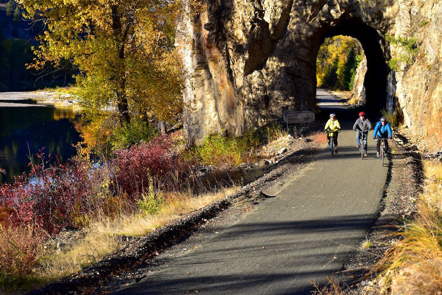 The 25-mile Ferry County Rail Trail includes passage through a rock tunnel and across a 770-foot trestle as it traces the Kettle River. | Photo by J. Foster Fanning, courtesy Ferry County Rail Trail Partners