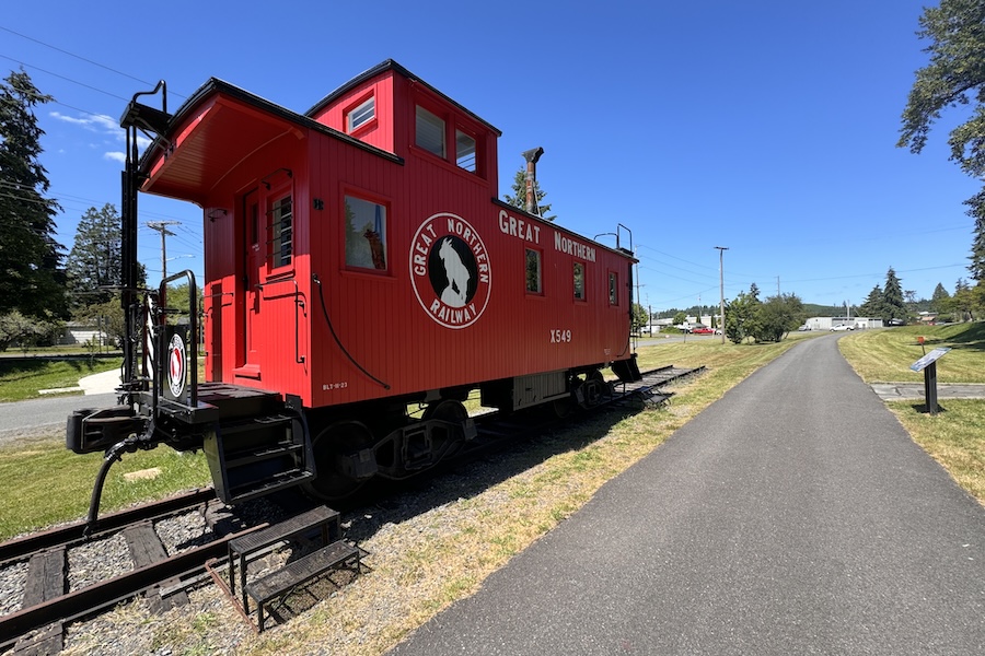 Connecting its three namesake towns with a 14-mile route, you’ll find this nod to its railroad history along the Yelm Rainier Tenino Trail. | Photo by Joe LaCroix