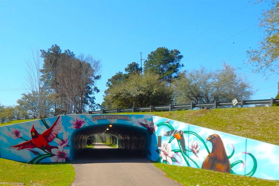 Artful underpass in Hattiesburg along Mississippi's Longleaf Trace_Photo by TrailLink user thejake91739