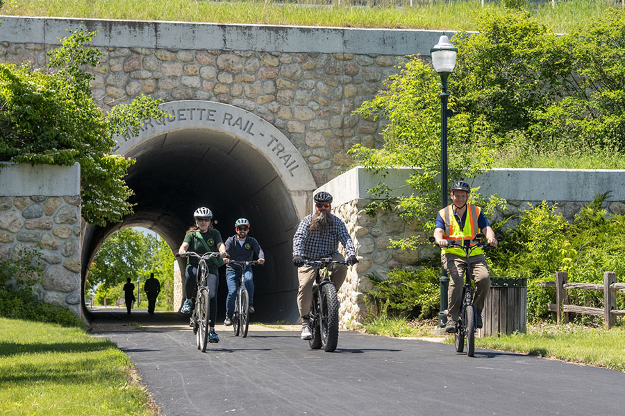 MDOT TAP/DNR PRD Clare Gap meeting and bike ride. MDOT/DNR organized trail riding event.