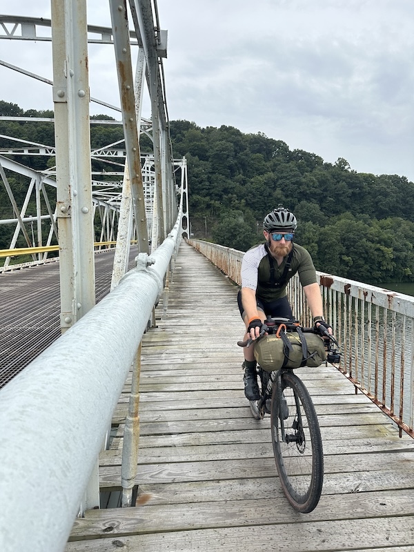 Robert Ordway at various stops on his 825-mile bike ride in 2024 from Washington, D.C., to Indiana to raise money for ALS research | Courtesy Robert Ordway