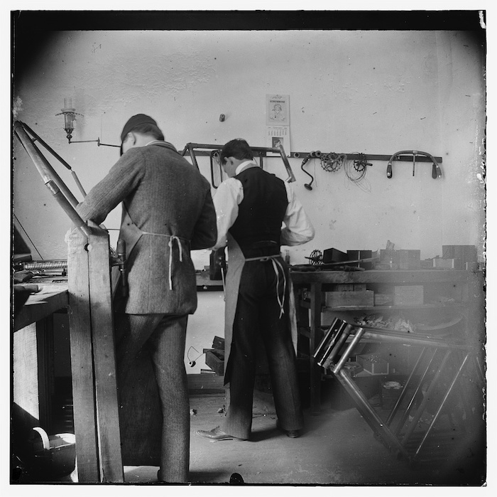 Working in Wright Cycle Exchange | Photo by Wilbur and:or Orville Wright | courtesy of Library of Congress