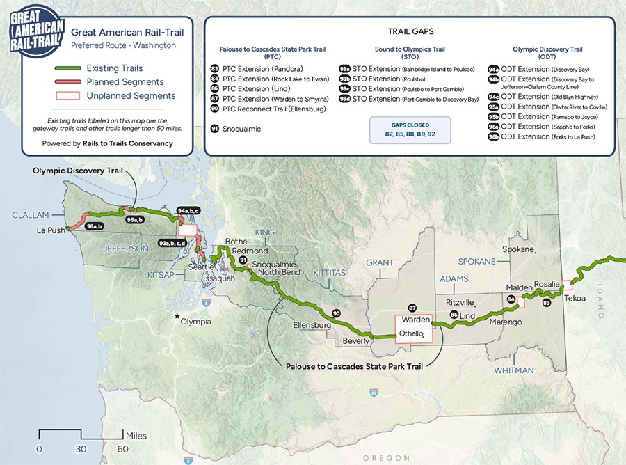2025 Great American Rail-Trail Route through Washington