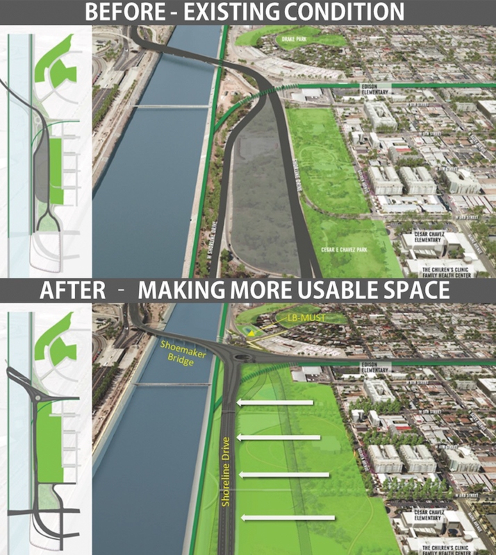Shoemaker Bridge replacement and Shoreline Drive realignment projects | Courtesy of the City of Long Beach