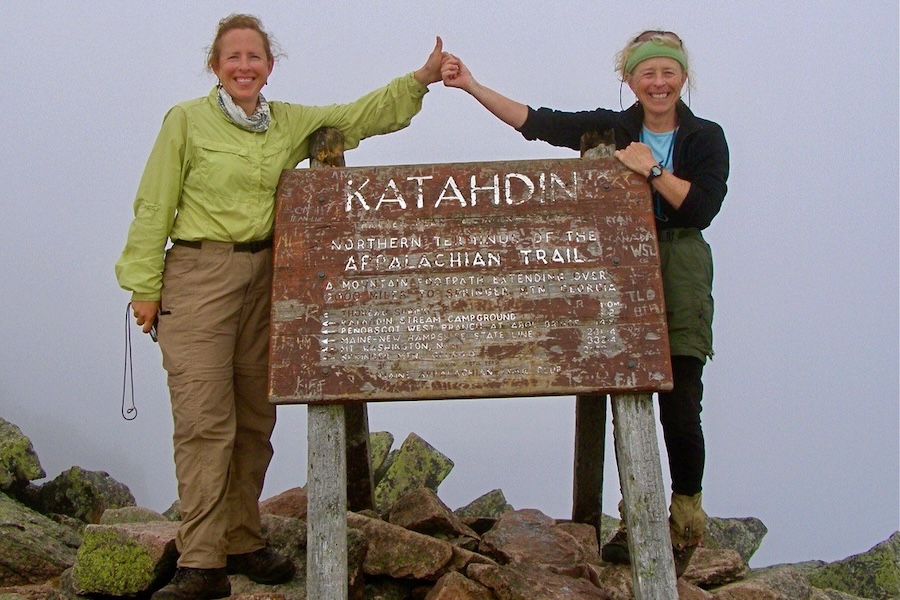 Mary Lynn Munro and her daughter, Natasha Goedert, summiting Maine's Mt. Katahdin on the Appalachian Trail | Photo courtesy Mary Lynn Munro