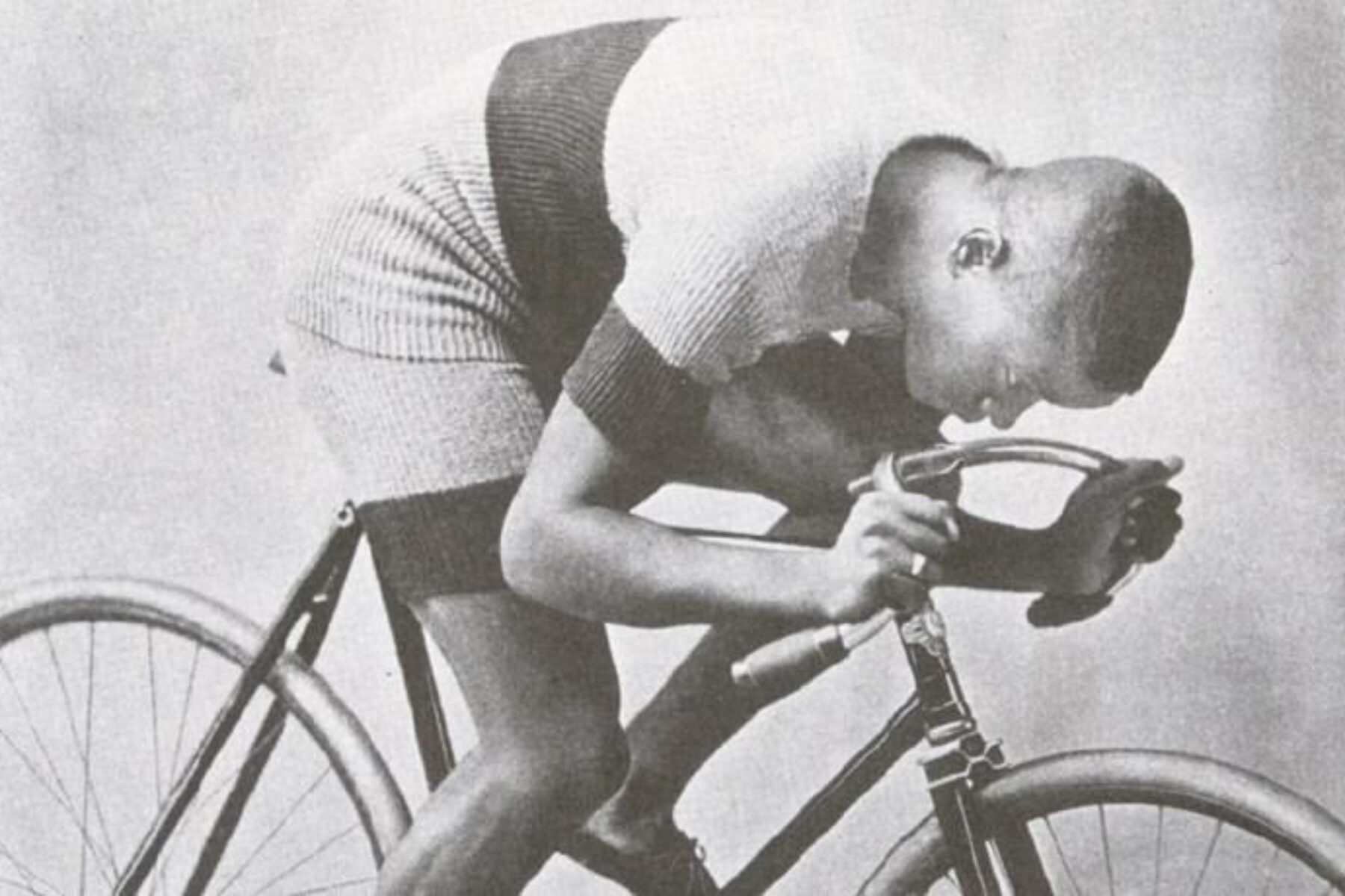Taylor on the chainless bicycle on which he won the world championship and broke world records in 1899. Uncredited photo, Taylor scrapbook. | Courtesy Major Taylor Association, Inc.
