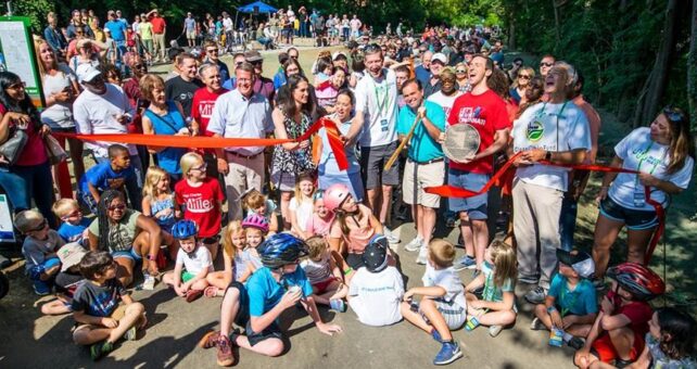 Ribbon cutting ceremony for the launch of phase 1 of the Wasson Way rail-trail in Cincinnati, Ohio | Photo courtesy City of Cincinnati