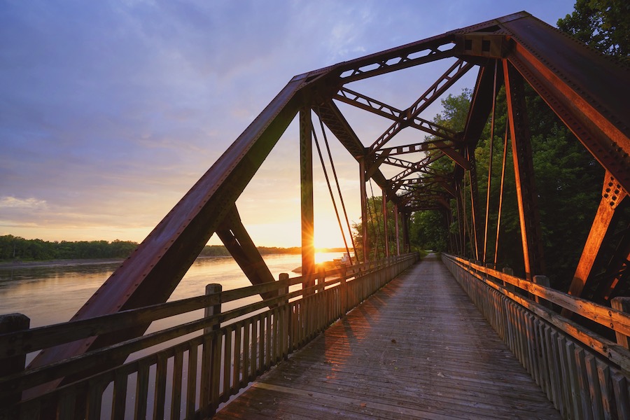 The 240-mile Katy Trail State Park in Missouri was one of the first railbanked rail-trails in the country. | Photo by Aaron Fuhrman
