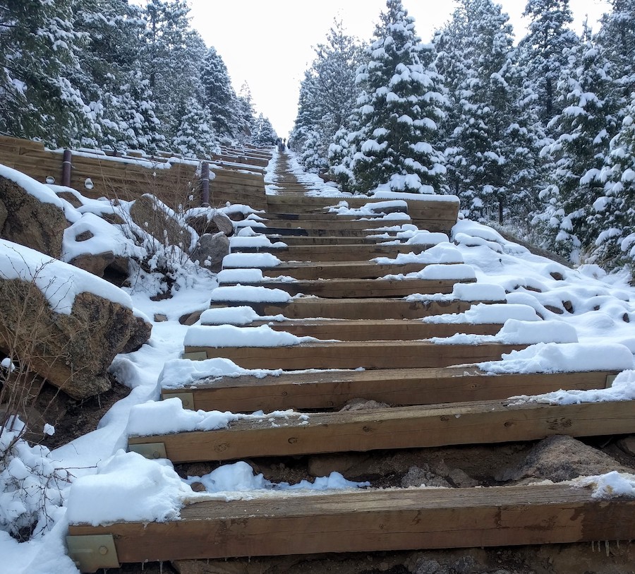 Colorado's Manitou Incline in winter | Photo by Jamie Efaw