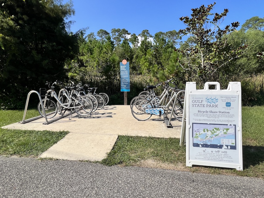 Bicycle share station along Alabama's Hugh S. Branyon Backcountry Trail | Photo by Robert Annis