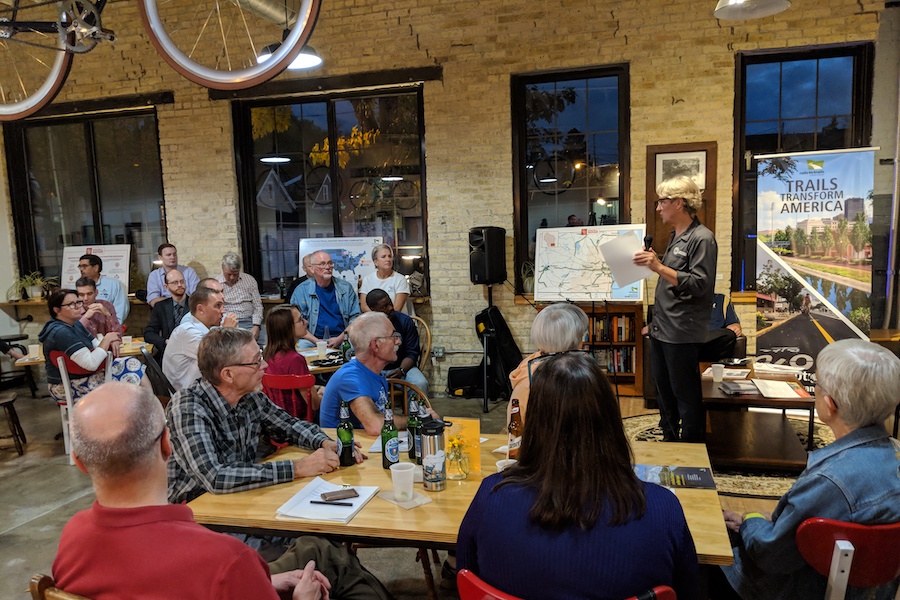 Dave Schlabowske, Executive Director of the Wisconsin Bike Fed, discusses the value of building a Trails Caucus | Photo by Brian Housh, courtesy RTC