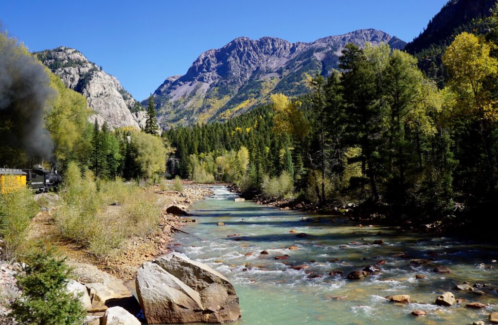 Durango & Silverton Narrow Gauge Railroad follows the river | Photo by Cindy Barks