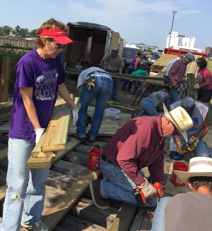 Installing a new trail bridge | Photo courtesy of Cowboy Trail West, Inc.