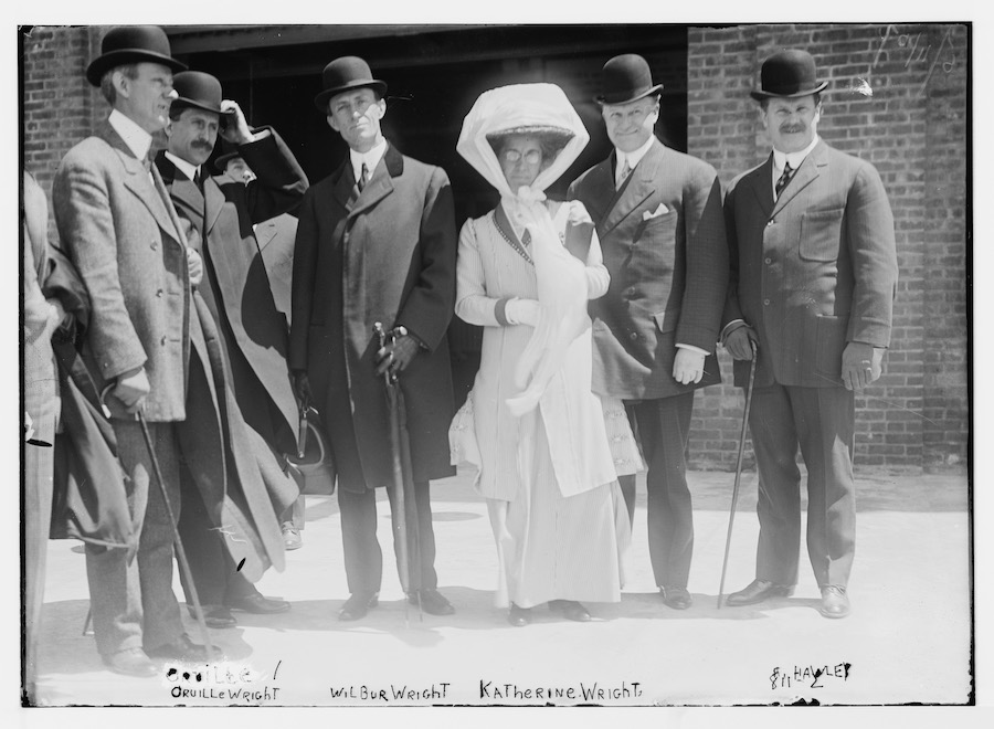 Katharine Wright with siblings Orville (second from left) and Wilbur (third from left) and others