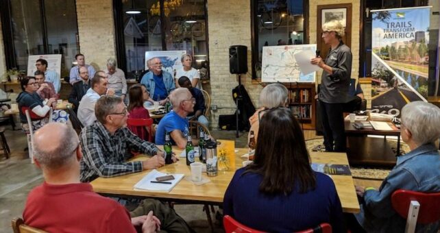 Dave Schlabowske, Executive Director of the Wisconsin Bike Fed, discusses the value of building a Trails Caucus | Photo by Brian Housh, courtesy RTC