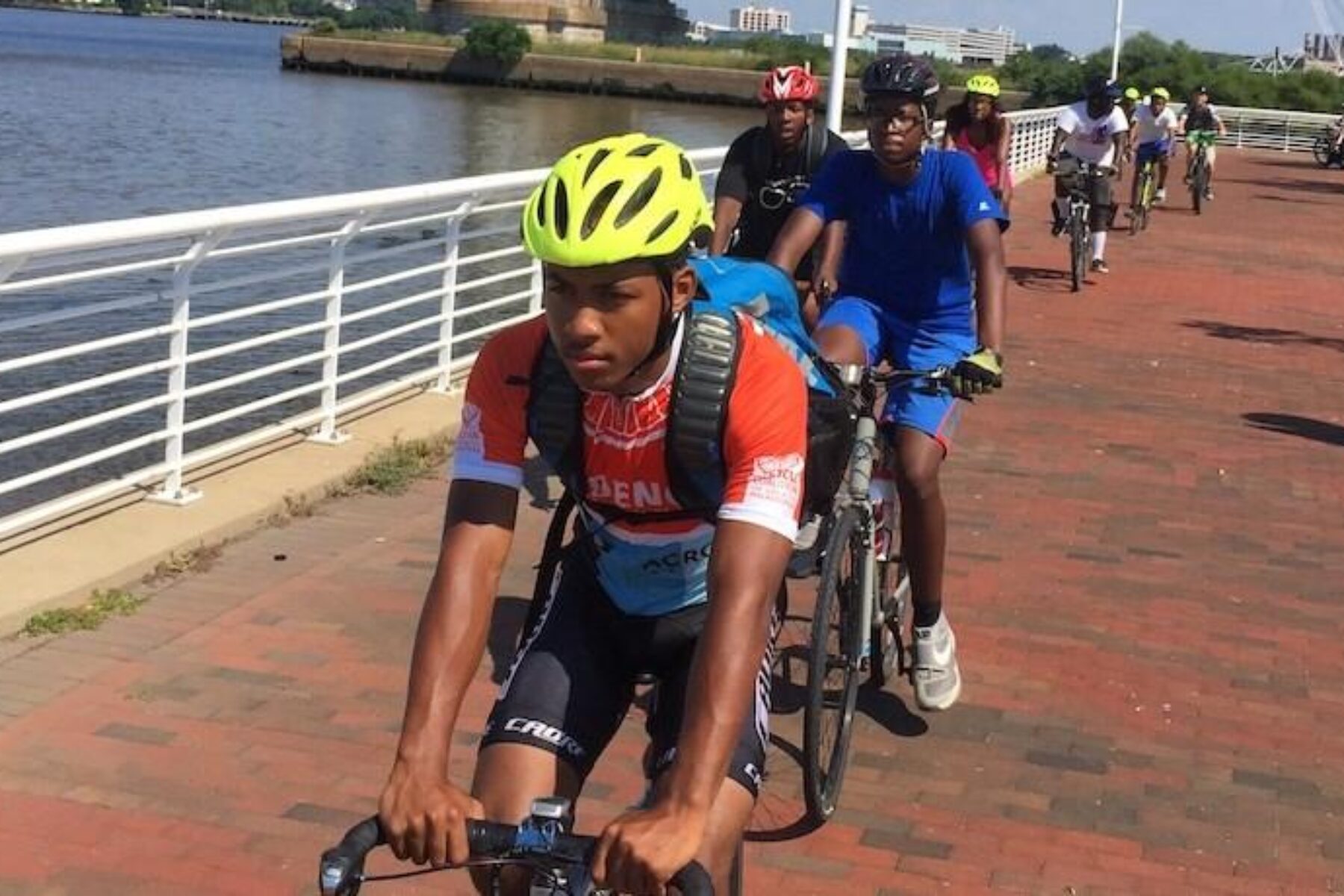 2016 Rails-to-Trails Conservancy Youth Sojourn on the Circuit Trails along the Camden waterfront | Photo by Kyle McIntyre