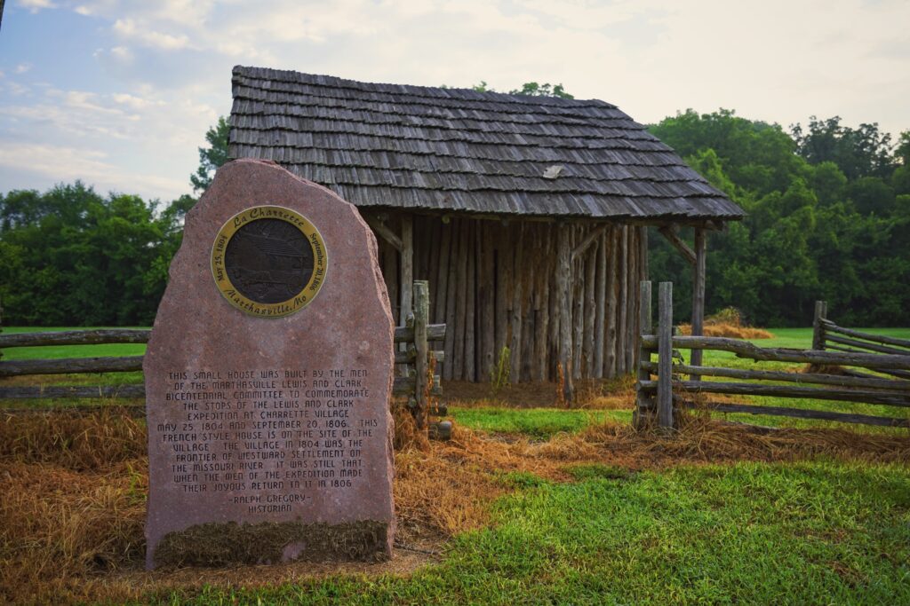 A 19th-century French village house along the Katy Trail in Marthasville commemorates a stop of the Lewis and Clark Expedition in 1804 and 1806. | Photo by Aaron Fuhrman