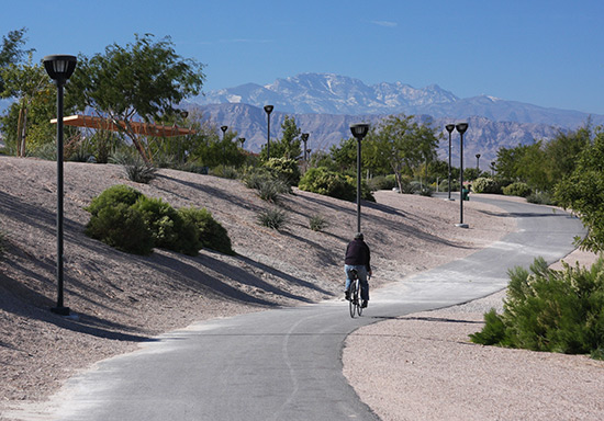 A bicyclist on Nevada’s Lower Las Vegas Wash Trail | Photo by Alan O'Neill