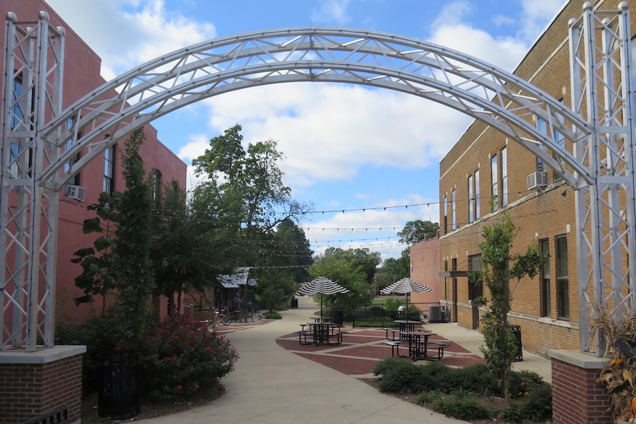 A plaza along the Tanglefoot Trail in New Albany, MS | Photo by Rick Arendt