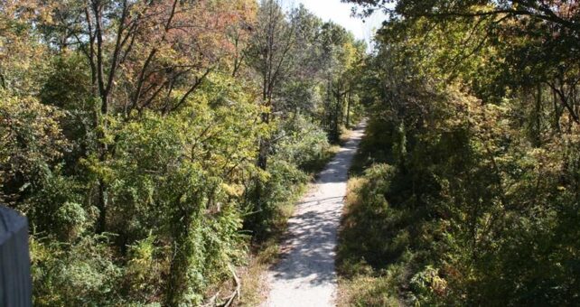 A view from the Katy Trail bridge in Windsor looking down on Rock Island Trail State Park. | Courtesy Missouri Rock Island Trail, Inc.