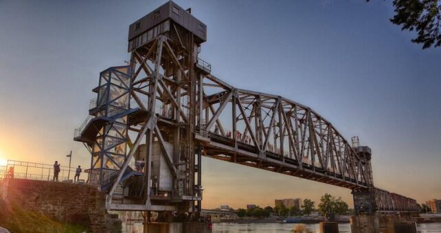 A view of the Junction Bridge from La Petite Roche Plaza along the Arkansas River Trail, part of the Southwest Trail | Photo by Scott Stark