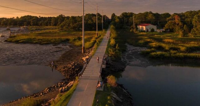 Aerial view of the Mather Trestle along South Carolina's Spanish Moss Trail | Photo courtesy of the Friends of the Spanish Moss Trail