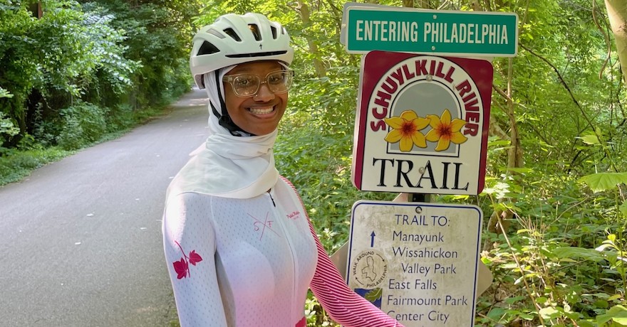 Ajoa's daughter along Schuylkill River Trail | Photo courtesy of Ajoa Abrokwa