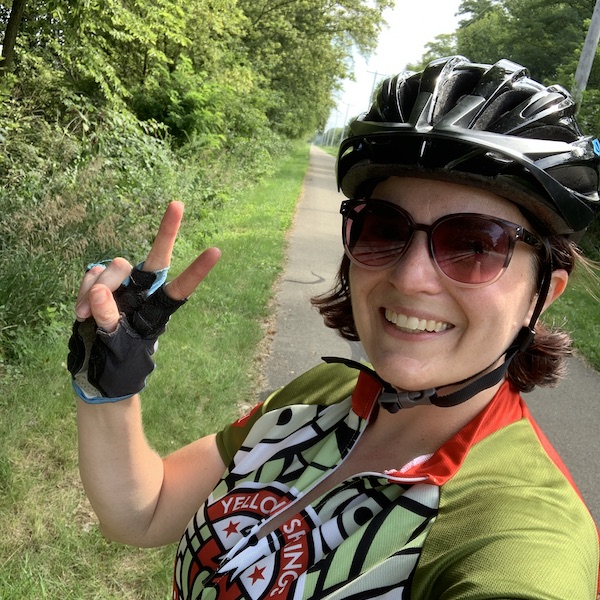 Amy on Ohio's Prairie Grass Trail | Photo by Amy Collins-Warfield