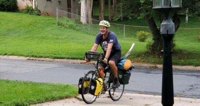 Arriving home at the end of the Great American Rail-Trail journey | Photo courtesy David Berrigan