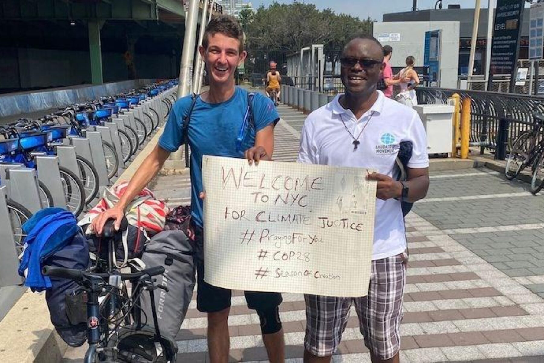 Arriving in New York City at the end of an 1,100-mile biking journey from Chicago | Photo courtesy Luke Henkel