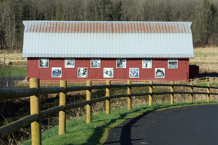 Artwork along the Nakashima Barn interpreting the history of the farm | Photo by Steve Stolee