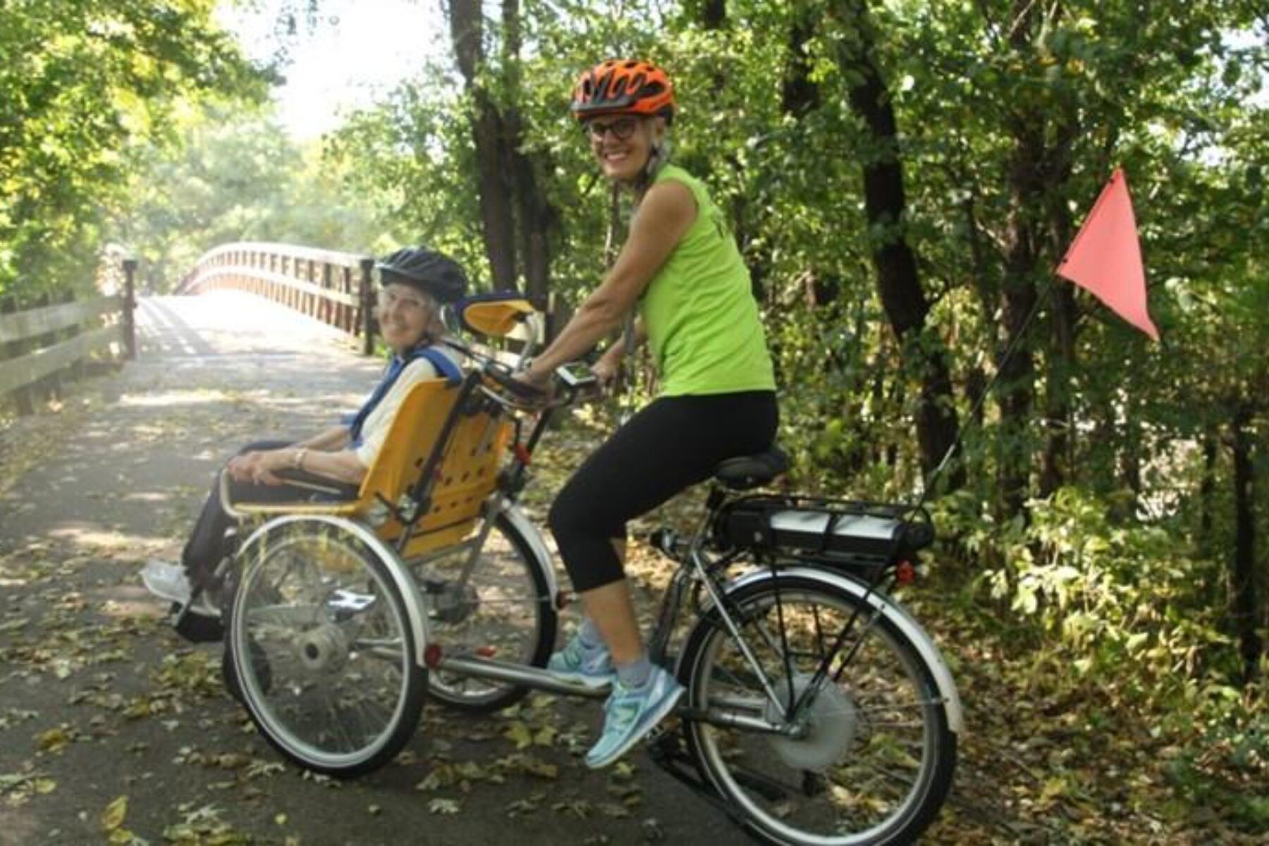 Barbara Brown, founder of Healing Rides, with her mother on the Constitution Trail in Illinois | Photo courtesy Barbara Brown