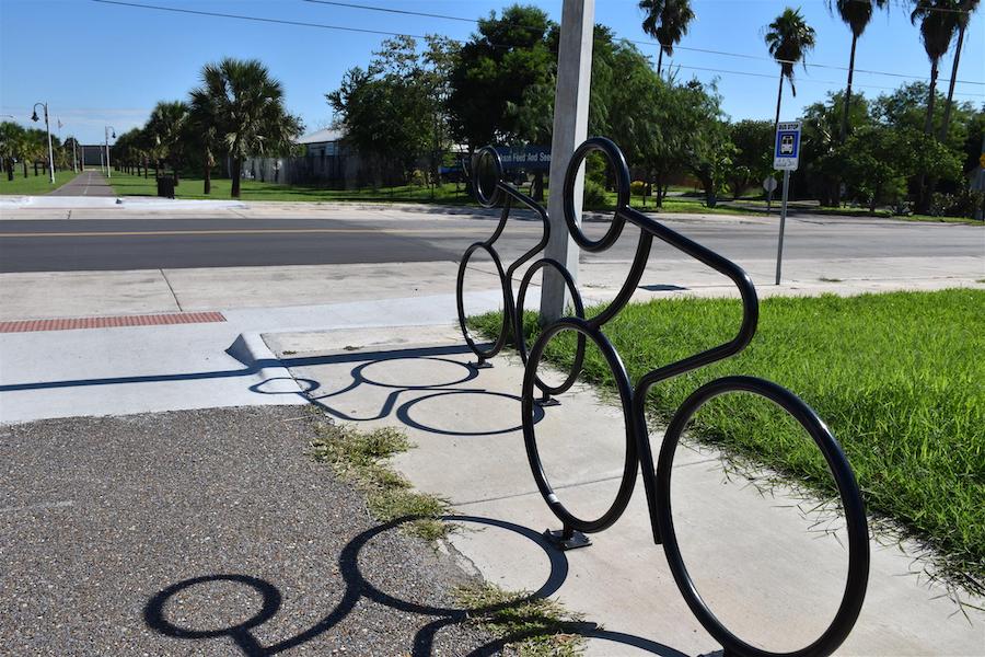 Bicycle racks along the Historic Battlefield Trail | Photo by TrailLink user Christina Garza