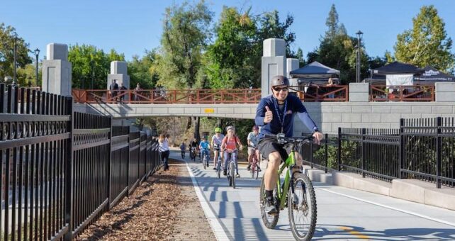 Bicycle riders enjoying a new section of the Miners Ravine Trail in Roseville, California | Courtesy City of Roseville