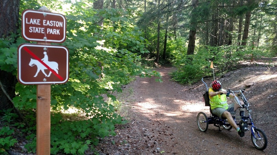 Bicycling advocate John Ernest Berry III along the Palouse to Cascades Trail in August 2019 | Photo by Bob Myrick