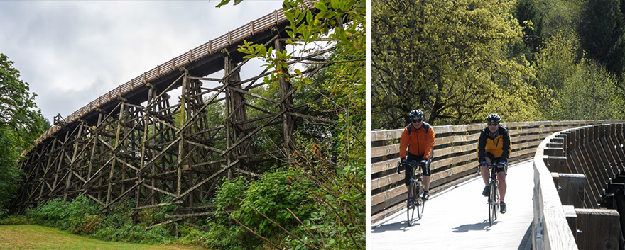 Buxton Trestle | Left photo by Joshua Zhu | Right photo by Ragu1, courtesy TraiLink.com
