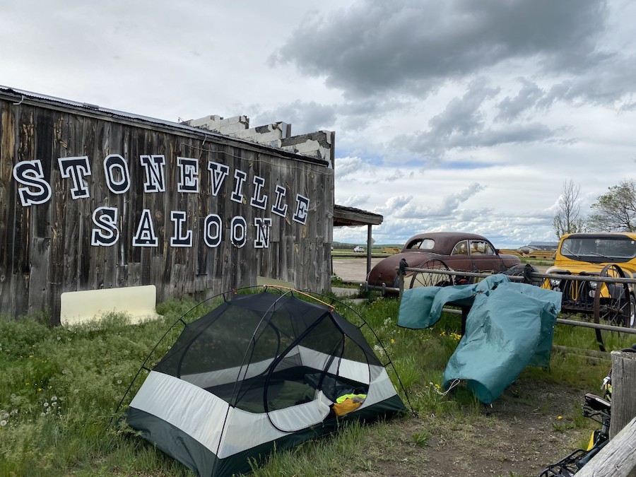 Camping outside of the Stoneville Saloon in Alzada, Montana | Photo by David Berrigan