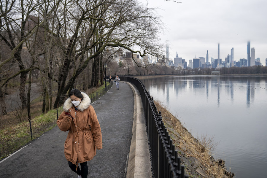 Covid-19 face mask in Central Park New York City