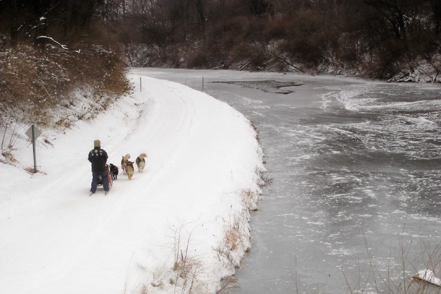 Dog sled team, Hennepin Canal Parkway, Wyanet, Illinois | Photo courtesy of Friends of the Hennepin Canal